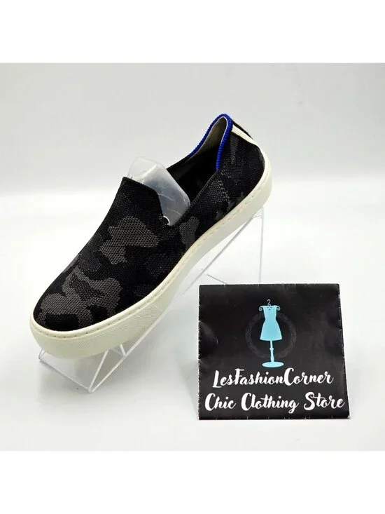 Rothy's Women's The Original Black & Gray Camo Fabric Slip On Sneakers Sz 6 2227 - Picture 16 of 16